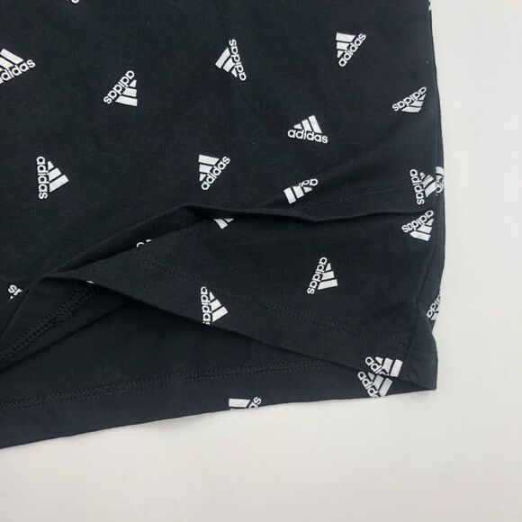 Brand New Adidas Black & White Logo Tulip-Hem Tshirt For Girls Size Medium 10/12 - Picture 6 of 8